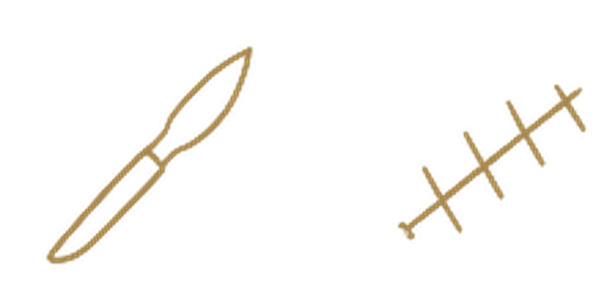 Approved Restora gold line-art treatment illustration